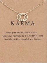 KARMA Circle Necklace, gold dipped Inspirational Gift 16-18&quot; forever love wish - £7.82 GBP
