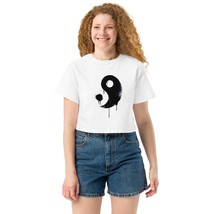 YIN YING Black/White Champion crop top T-Shirt | Minimalist design art print gif - $28.88