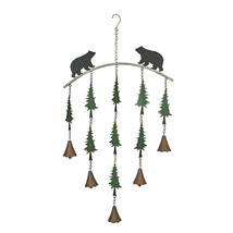 Metal Black Bear Forest Wind Chime Mobile Outdoor Garden Home Lodge Deco... - $49.49