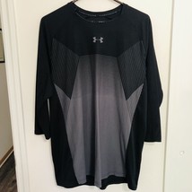 Under Armour Fitted Heatgear Sweater XL Mens Threadborne  Pullover Black Gray - £15.82 GBP