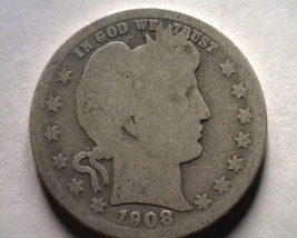 1908-D Barber Quarter Dollar About Good+ Ag+ Nice Original Coin Fast 99c Ship - $9.00