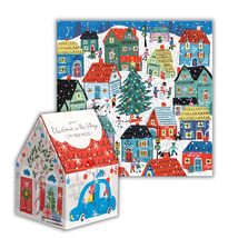 Galison Christmas in The Village  500 Piece Unique House Shaped Puzzle with Bri - £14.11 GBP