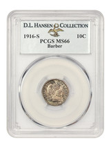 1916-S Barber 10c PCGS MS66 ex: D.L. Hansen - $1,986.08