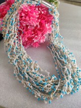 BEAUTIFUL BLUE Seed Bead Necklace American Style Native Necklace Boho Beaded - £12.64 GBP