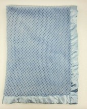 Royal Soft Baby Blanket Blue Chenille Boy Satin Trim Security Soft B69 - $34.99