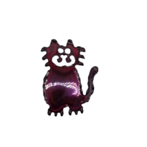 Vintage Brooch Cat Enamel Metal Pin Purple Kitty Open Mouth Flat Jewelry... - £23.44 GBP