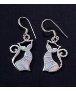 New Darling WHITE Opal Smiling Sitting Kitty ‍⬛ Earrings - $8.00