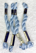 4 MINT Anchor Perle Pearl Cotton #343 Soft Blue Embroidery Floss Vintage Skein - $9.41