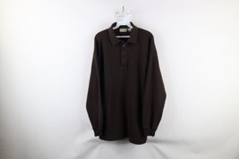 Vintage 90s Streetwear Mens Large Faded Blank Knit Long Sleeve Rugby Polo Brown - $54.40