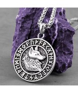 Silver Norse Viking Rune Wolf Pendant Necklace Protection Jewelry Chain ... - £14.39 GBP