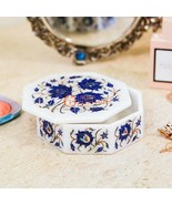 Marble White Handmade Jewelry Storage Box Semi Precious Inlay Floras Art... - £247.94 GBP