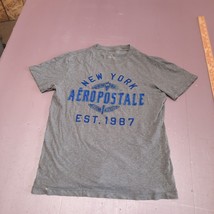 Aeropostale Shirt Men Small Gray Crew Neck Casual Short Sleeve T Tee - £8.86 GBP