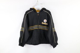 Vintage 90s NFL Boys Medium Pittsburgh Steelers Football Hooded Jacket B... - £23.64 GBP