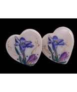 Vintage Earrings Handpainted Iris Flower Floral Blue White Purple Folk A... - £27.78 GBP