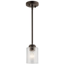 Kichler Winslow 7.5&quot; Mini Kitchen Pendant with Clear Seeded Glass in Olde - £40.86 GBP