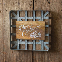 Merry Christmas Tobacco basket in rustic metal and wood - $523.09 MXN