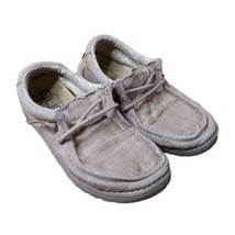 Hey Dude Shoes Youth Y1-L2 Wally Linen Beige Tan Loafers Slip On - $14.60