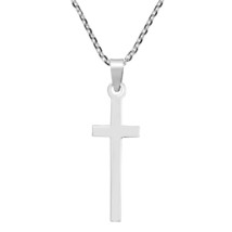 Casual Minimalist Sleek Latin Cross .925 Sterling Silver Pendant Necklace - £9.85 GBP