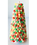 Jelly Bean Style Wax Christmas Tree Candle 8&quot; Tall Colorful Holiday Decor b - £26.47 GBP