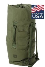 Us Military Nylon Duffel Camping Bag Used w/ Unit Logo Army Usmc Od Green - £19.10 GBP