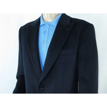 Men 100% Soft Wool 3/4 Length Winter Top Coat Cashmere Feel  #Til-71 Navy Blue image 3