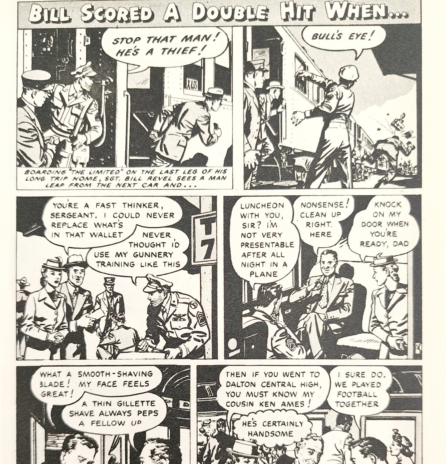 1946 Gillette Razors Police Comic Advertisement Vintage Shaving War Bond... - $19.99
