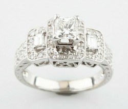 14k White Gold 0.50 ct Diamond Solitaire Ring w/ Accent Stones Size 6.75 - $3,437.98