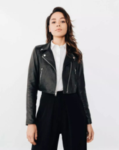 Women Pure Soft Leather Jacket Black Crop Handmade Stylish Biker Motor Casual - £84.37 GBP+