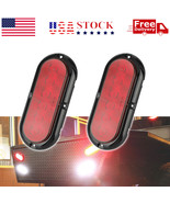 2X Red 6&quot; Oval Trailer Truck 6 Led Stop/Turn/Tail Brake Lights Sealed Wa... - £20.32 GBP