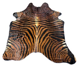 Zebra Cowhide Rug (Brown Background, A Bit of White on Belly) 7.2x6.5 fe... - $5,472.64 MXN