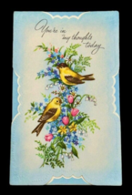 IN MY THOUGHTS Card Yellow-breasted Chat Birds Embossed 1950s Ephemera U... - $7.74