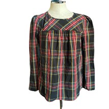 J. Crew Stewart Tartan Plaid Puff Sleeve Poplin Long Sleeve Shirt Size S - £20.04 GBP