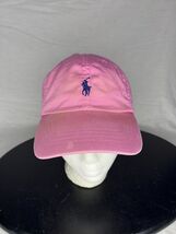 Polo Ralph Lauren Leather Strap Back Hat Pink Adjustable Pony Stain - €12,85 EUR