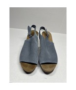 Marina Luna Women Shoes Sandals Blue Gray Leather Wedge Made in Italy Si... - $613.68 MXN