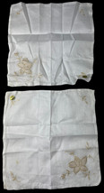 VTG Nasharr Hankies Handkerchiefs Set of 2 Embroidered 11&quot; Hong Kong - £9.58 GBP