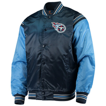 NFL Tennessee Titans NavyBlue SkyBlue Satin Letterman Baseball Varsity Jacket - £83.91 GBP