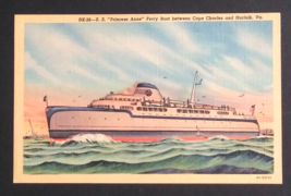 SS Princess Anne Ferry Boat Cape Charles &amp; Norfolk Virginia Linen Postcard 1940s - £5.99 GBP