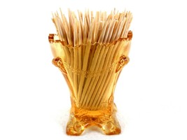 Vintage Degenhart Toothpick Holder, 4-Footed, Amber Colonial Drape, #TPK-363 - £11.47 GBP