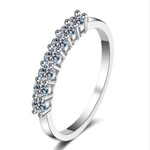 Moissanite Row Rings Bands For Women 100% 925 Sterling Silver Simple Design Wedd - £37.84 GBP