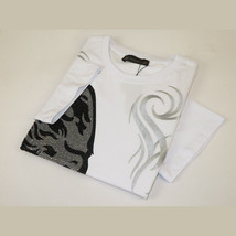 Men LAVERITA European Fashion Crew Shirt Rhine Stones Medusa 94491 White image 6