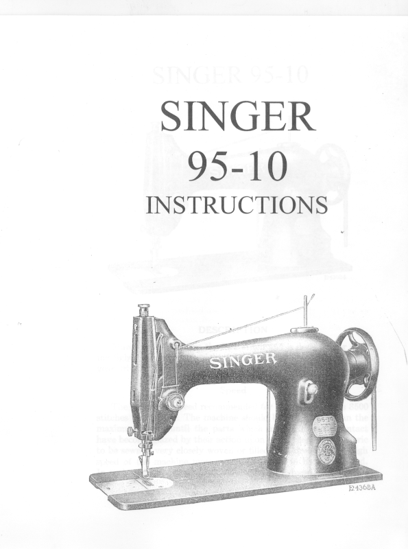 Singer 95-10 Sewing Machine Manual L Vintage  - $14.99
