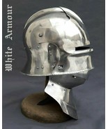 Custom SCA HNB 14 Gauge Steel Medieval Tournament Sallet Helmet With Bevor - £146.72 GBP