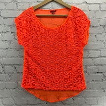 Bongo Neon Orange Top Lace Front Vintage Y2K Womens Sz S Small - £7.38 GBP