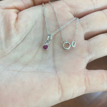 10K White Gold Mini Small Ruby Pendant Dainty Necklace 16&quot;, 18&quot;, 20&quot; - £103.51 GBP+