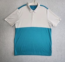 Adidas Men&#39;s Climachill Polo Shirt Large Blue Teal Gray Golf Sports Buttons - $16.99