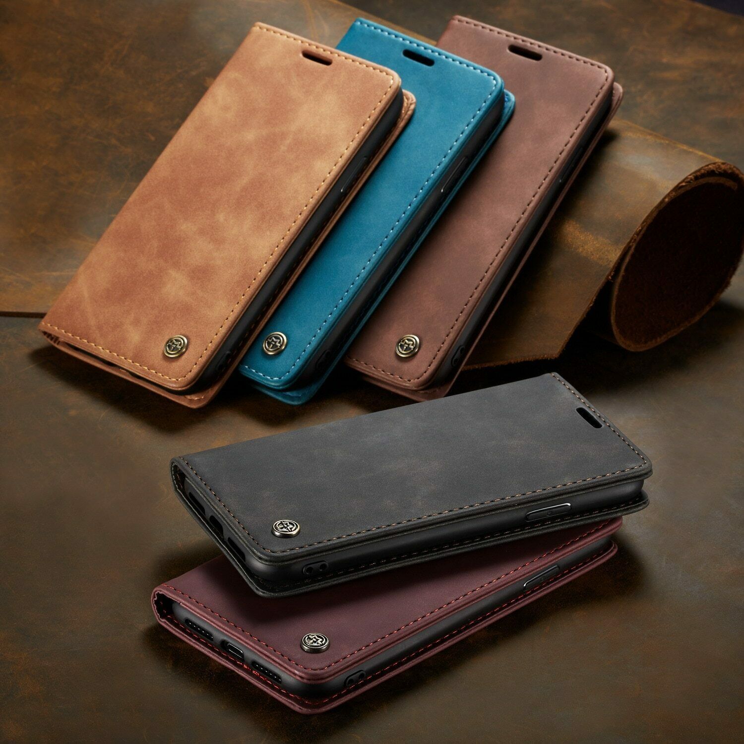 k7) Leather FLIP MAGNETIC Case Cover iPhone 12 11 Pro Max SE 2020 10 X 6 6s 7 8