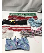 Lot Of 8 Fabric Dog Collar Covers Various Sizes KG Hearts Lace Stars Floral - $20.37 CAD