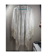 Show Me Your Mumu Metzler Kimono Boho Cream Fringe Satin Lightweight Large - $818.55 MXN