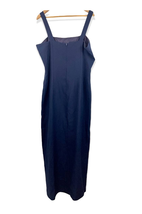 VTG Cachet Dark Blue 2 PC Dress with Blazer Sz 18 Long Pearl Beaded FLAW - $38.70