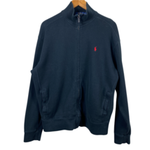 Polo Ralph Lauren Sweater Mens Large Full Zip Black Long Sleeve Mock Neck Cotton - £27.86 GBP